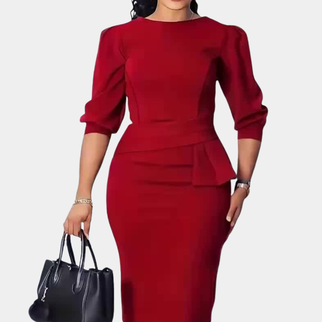 Robe Midi Cintrée Femme À Basque