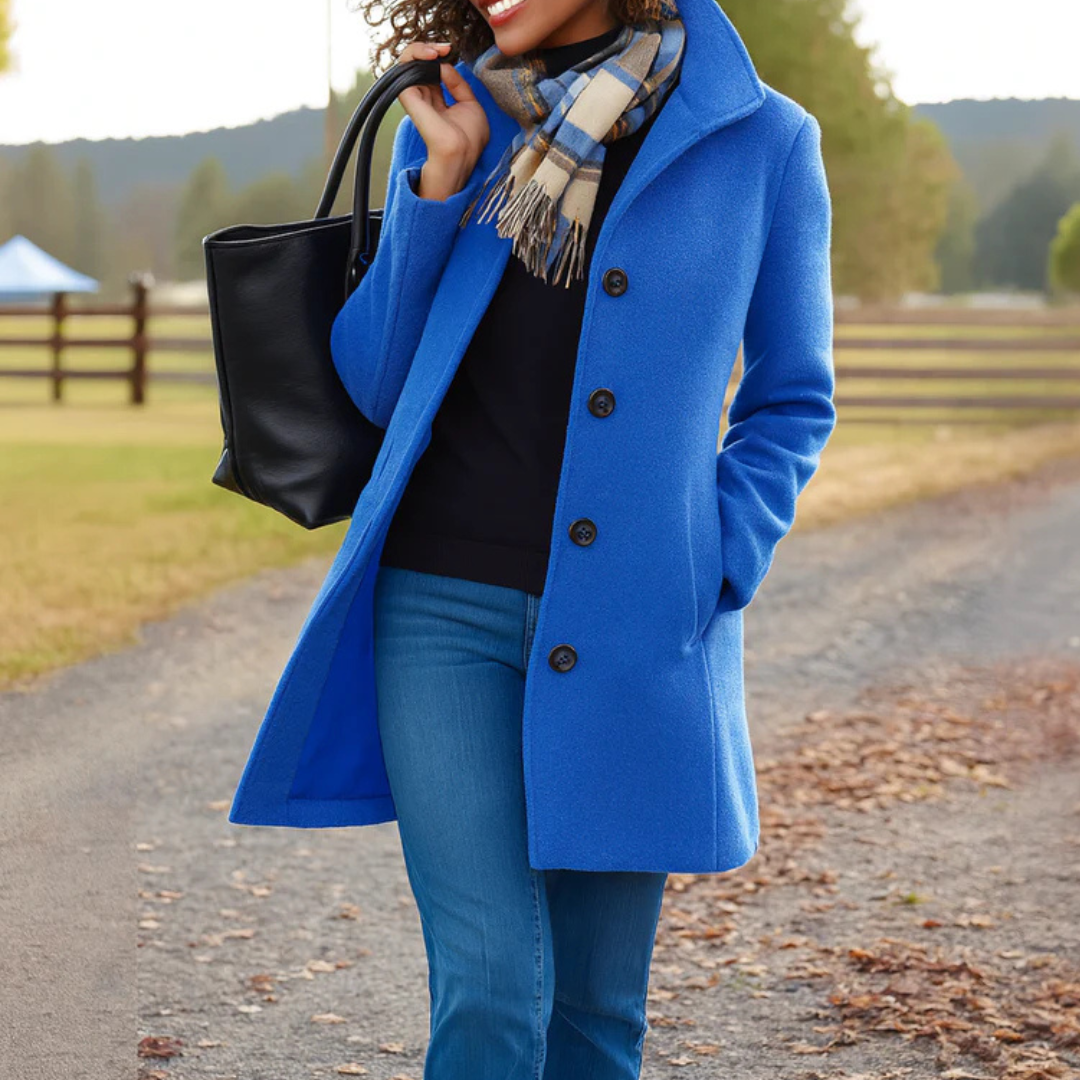 Manteau Femme Hiver À Coupe Droite Et Fermeture Boutons
