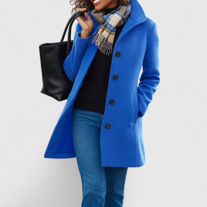 Manteau Long Femme Boutonné Coupe Décontractée