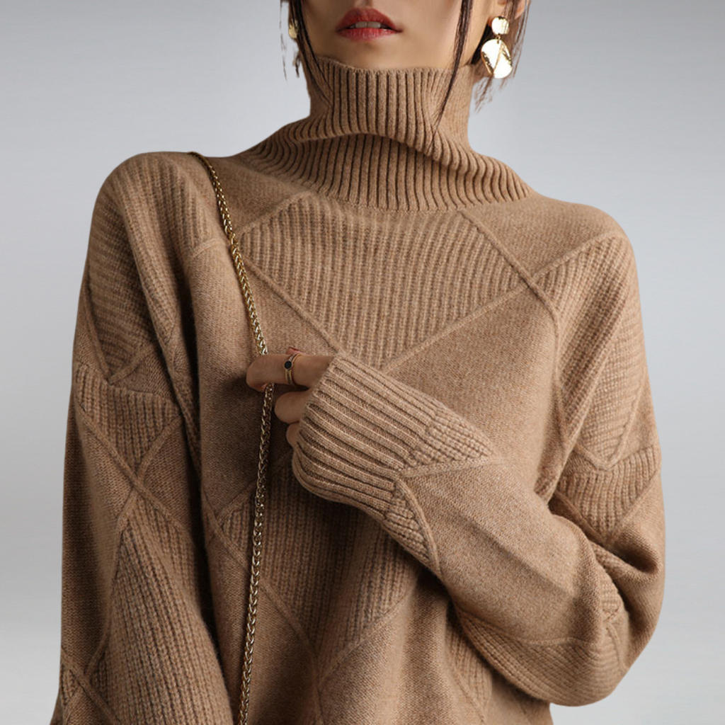 Pull Femme En Cachemire À Col Roulé Coupe Ajustée