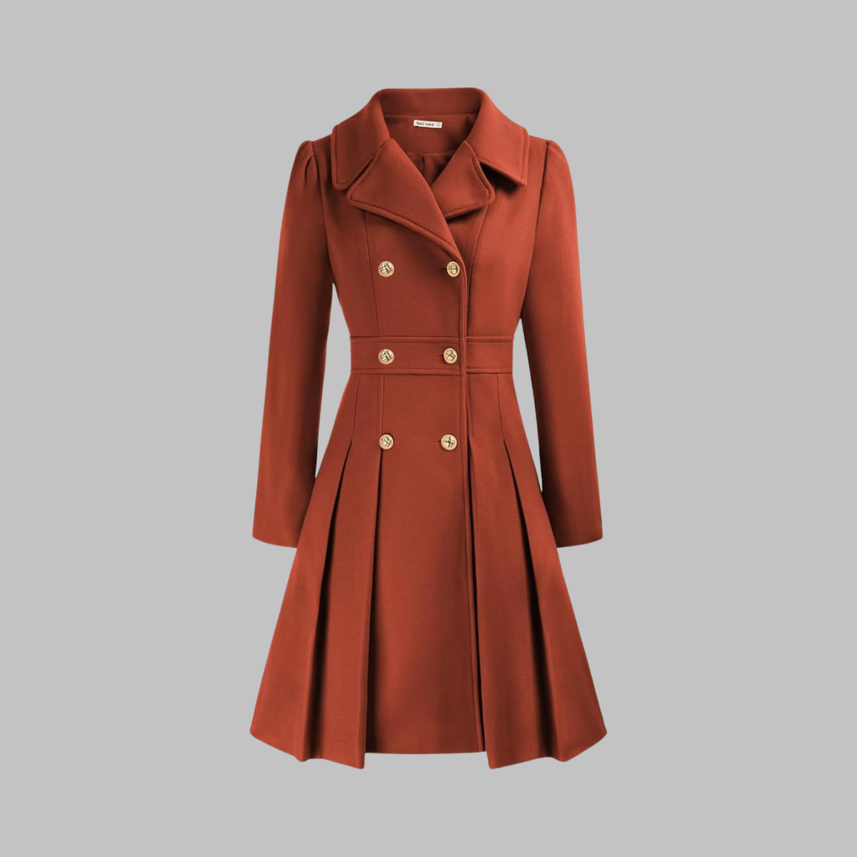 Manteau à double boutonnage et manches longues pour femme
