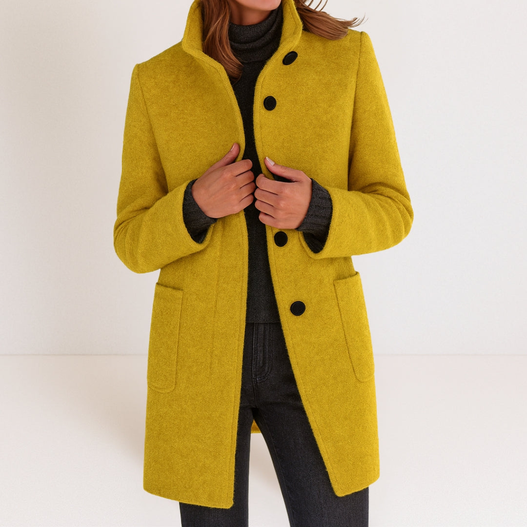 Manteau Hiver Femme En Laine Mélangée À Col Montant
