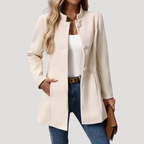 Manteau Femme Mi-Long Col Montant Poches Passepoilées