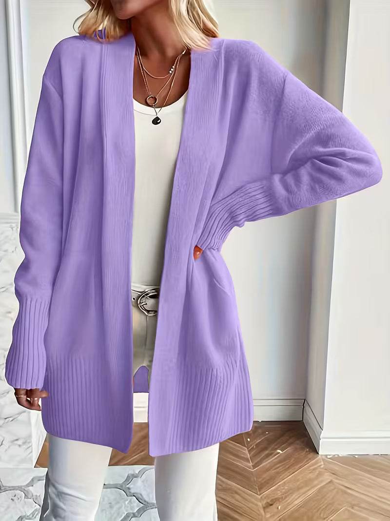 Gilet Long Femme En Maille À Col V Et Épaules Tombantes