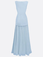 Robe longue plissée sans manches pour femme