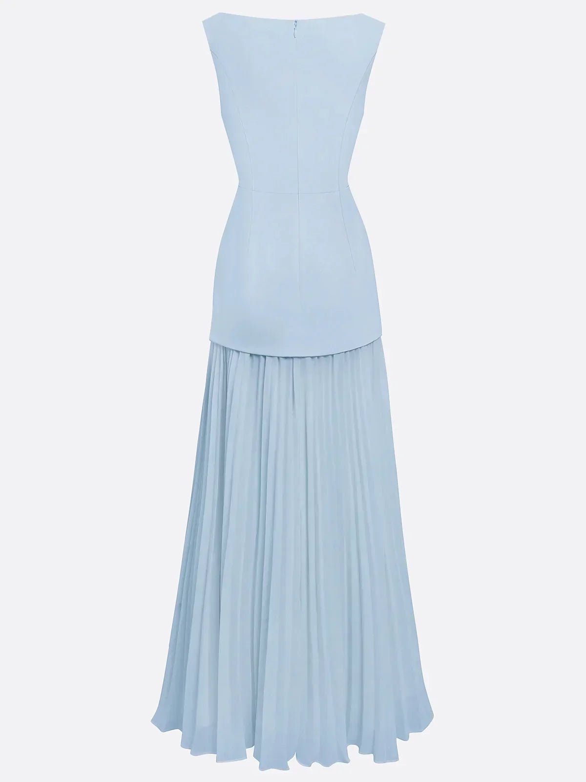Robe longue plissée sans manches pour femme