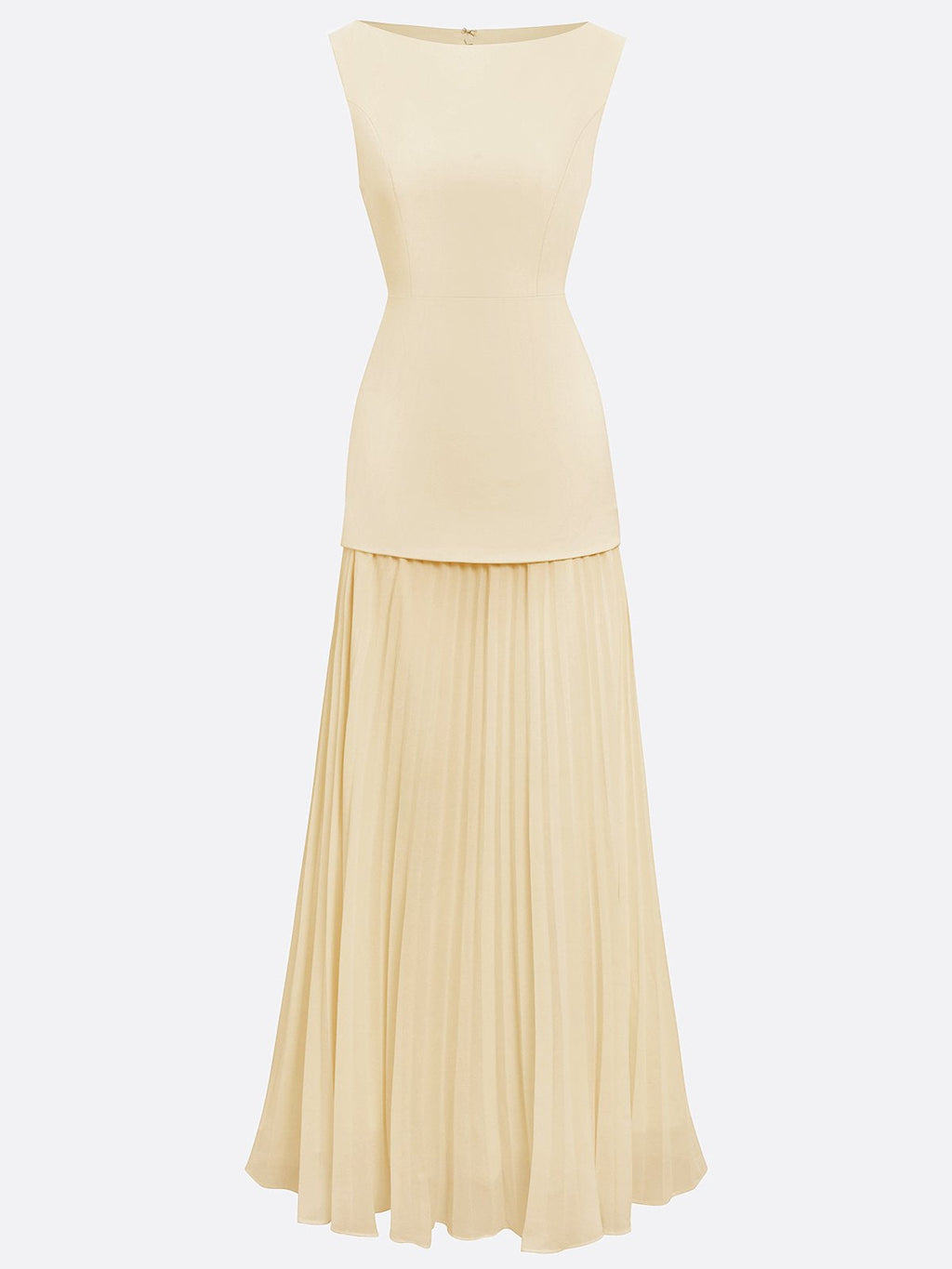 Robe longue plissée sans manches pour femme