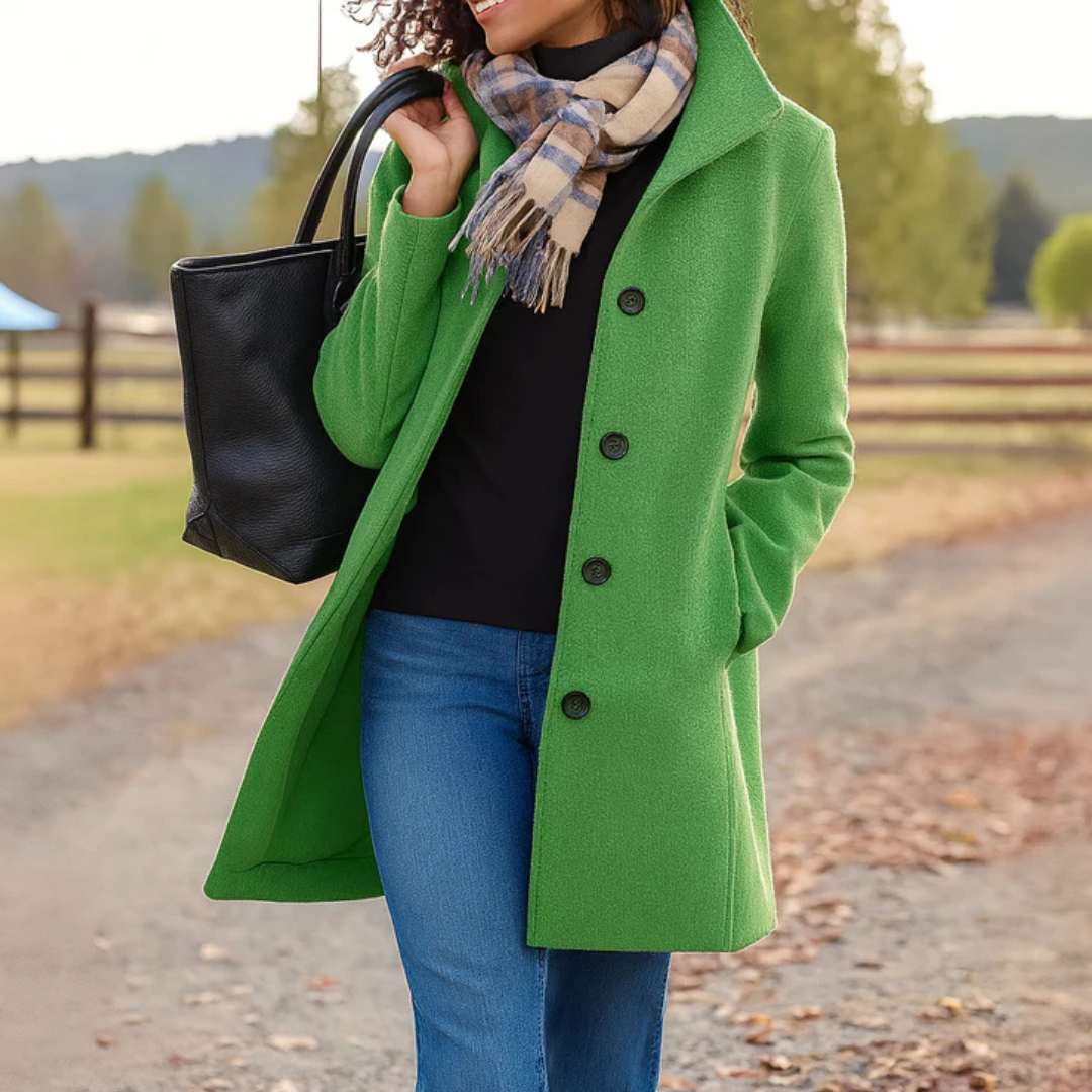 Manteau Femme Hiver À Coupe Droite Et Fermeture Boutons