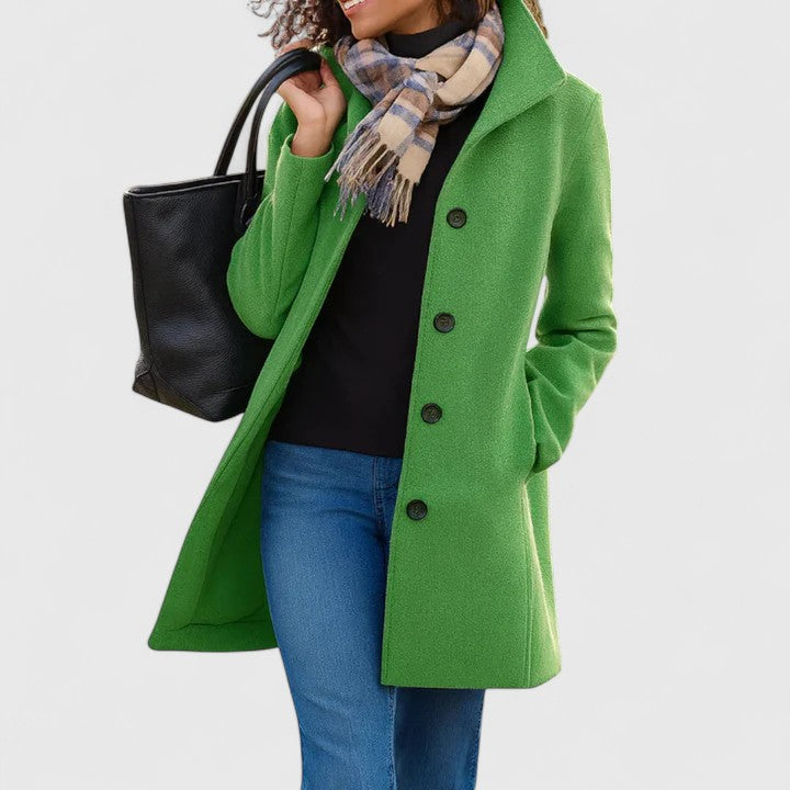 Manteau Long Femme Boutonné Coupe Décontractée