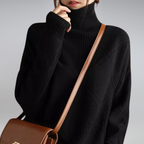 Pull Femme En Cachemire À Col Roulé Coupe Ajustée