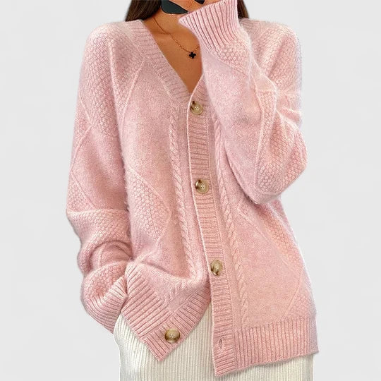 Cardigan boutonné à col V coupe décontractée pour femme