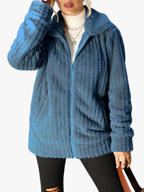 Manteau Femme En Peluche Doux Avec Fermeture Zippée