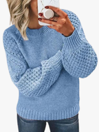 Pull Femme En Maille À Col Rond Et Manches Lanterne