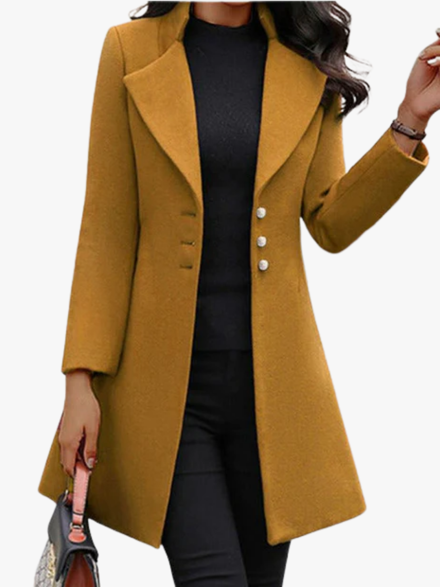 Manteau Femme En Laine Mélangée À Col Rabattu