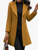 Manteau Femme En Laine Mélangée À Col Rabattu