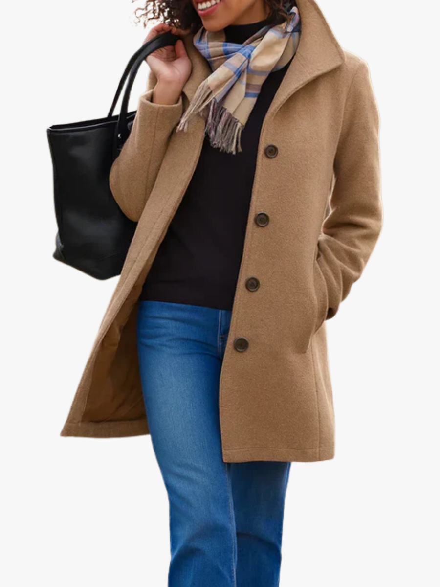 Manteau Femme Hiver À Coupe Droite Et Fermeture Boutons