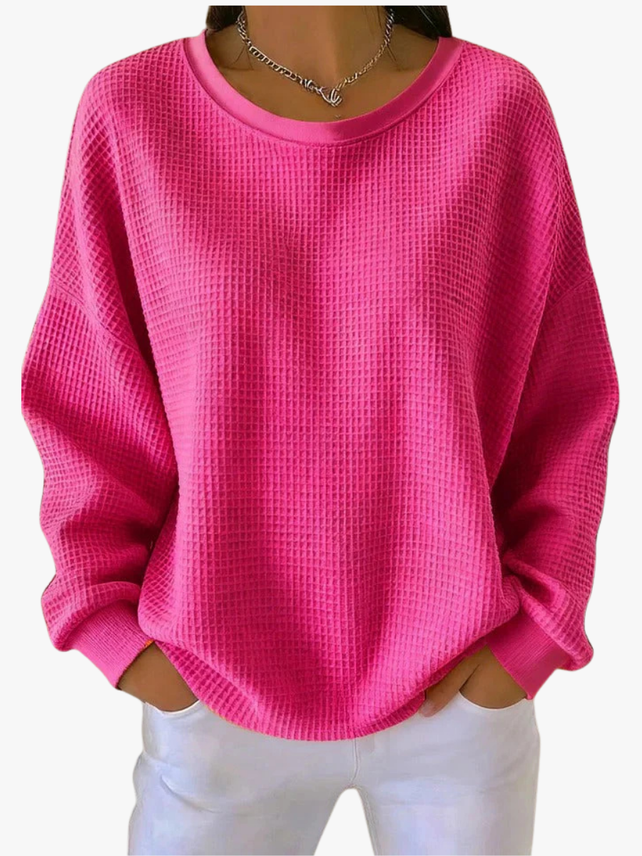 Pull Femme Oversize En Maille Gaufrée Douce Et Chaude