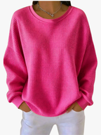 Pull Femme Oversize En Maille Gaufrée Douce Et Chaude
