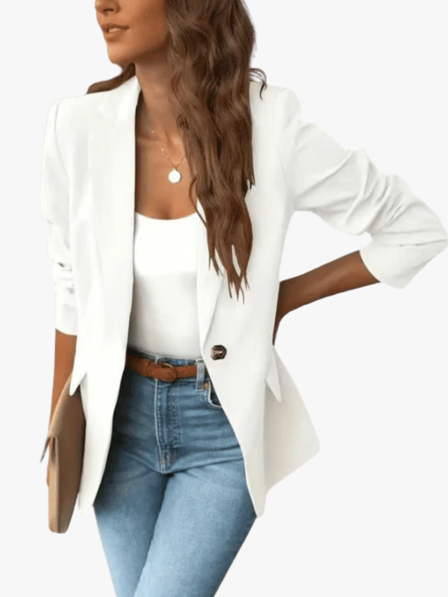 Blazer Femme Coupe Droite À Manches Longues Et Poches