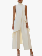 Ensemble pantalon raffiné à col montant pour femme