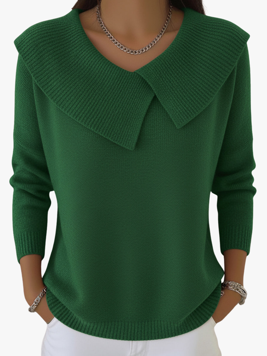 Pull Femme En Laine À Col Plissé Et Coupe Ample