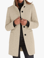 Manteau Hiver Femme En Laine Mélangée À Col Montant