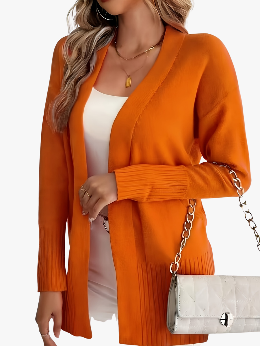 Gilet Long Femme En Maille À Col V Et Épaules Tombantes
