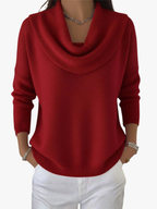 Pull Femme En Coton À Col Élégant Et Tombé Fluide