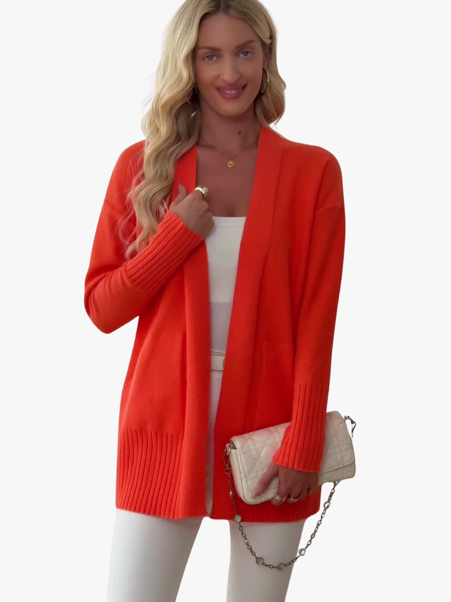 Gilet Long Femme En Maille À Col V Et Épaules Tombantes
