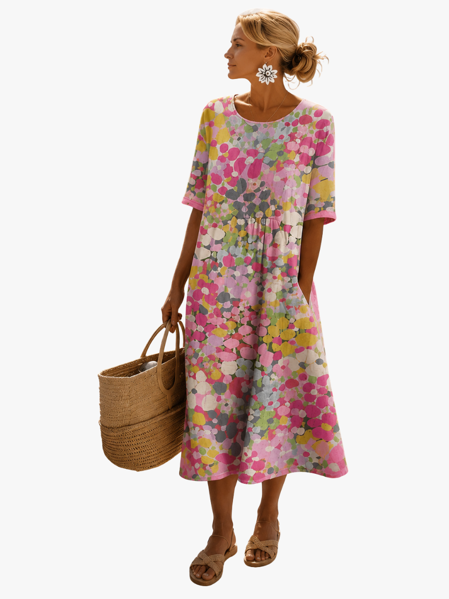 Robe midi fleurie et fluide pour femme