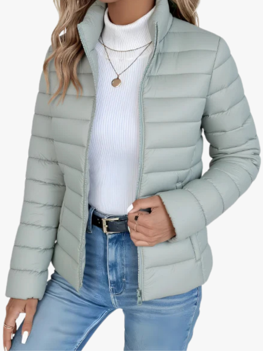 Veste Matelassée Femme Légère À Col Montant Et Finition Mate