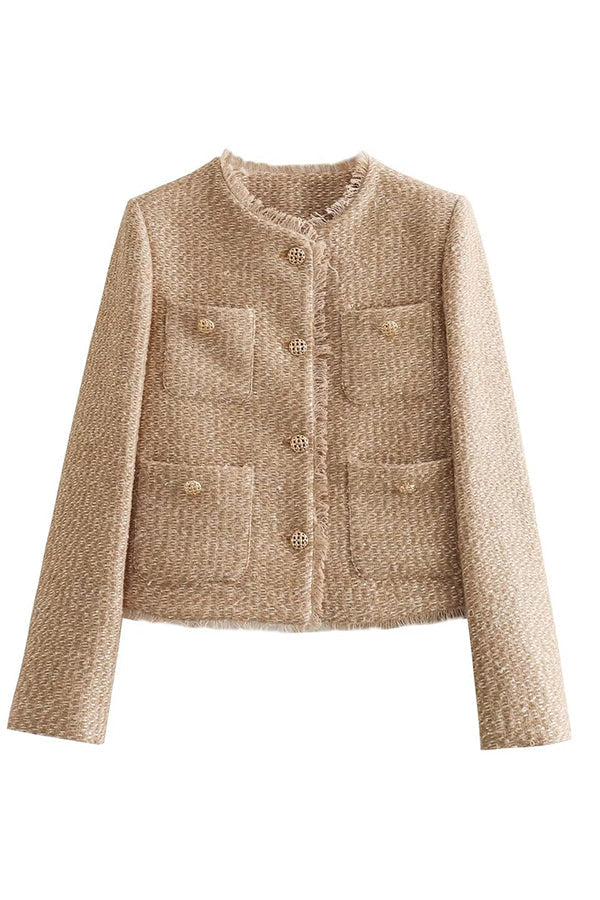 Blazer Femme Élégant Coupe Structurée Et Col Rond