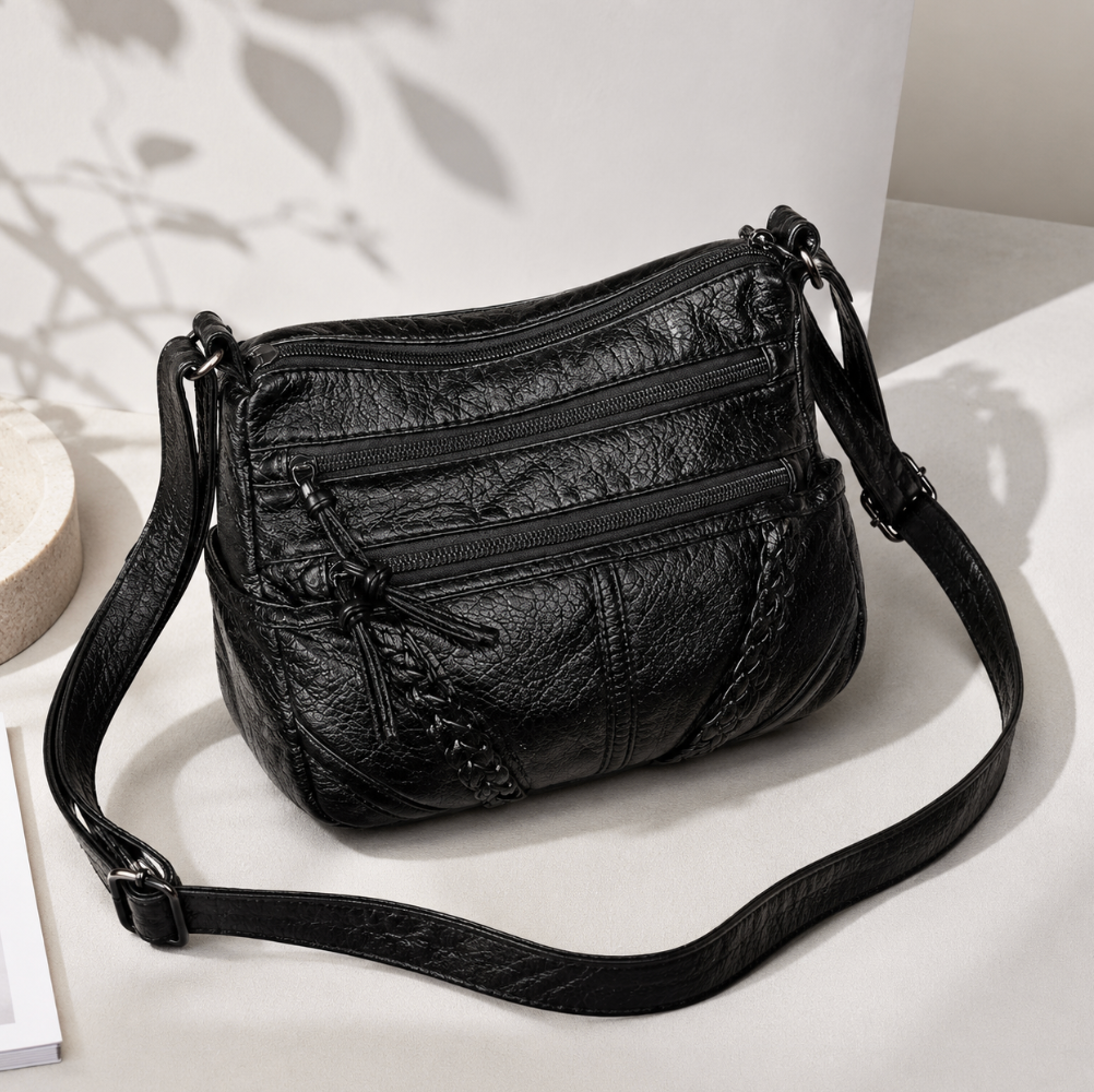 Sac besace femme | Poches zippées avant