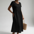 Robe en coton brodée à coupe empire pour femme