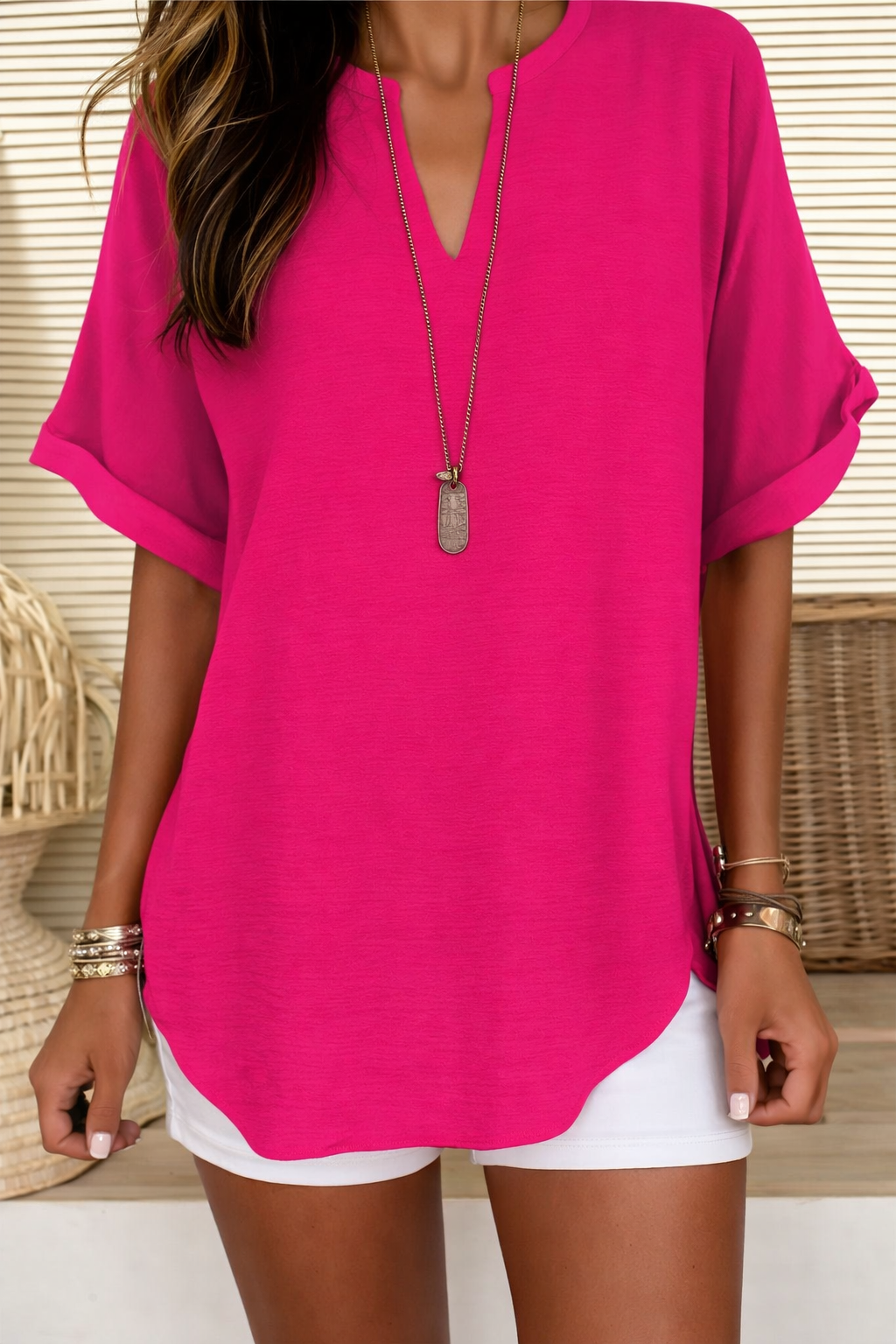 Blouse Femme Légère À Décolleté En V Et Coupe Ample