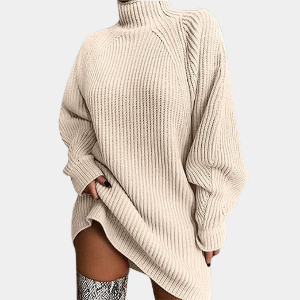 Pull Femme Oversize En Grosse Maille À Col Montant