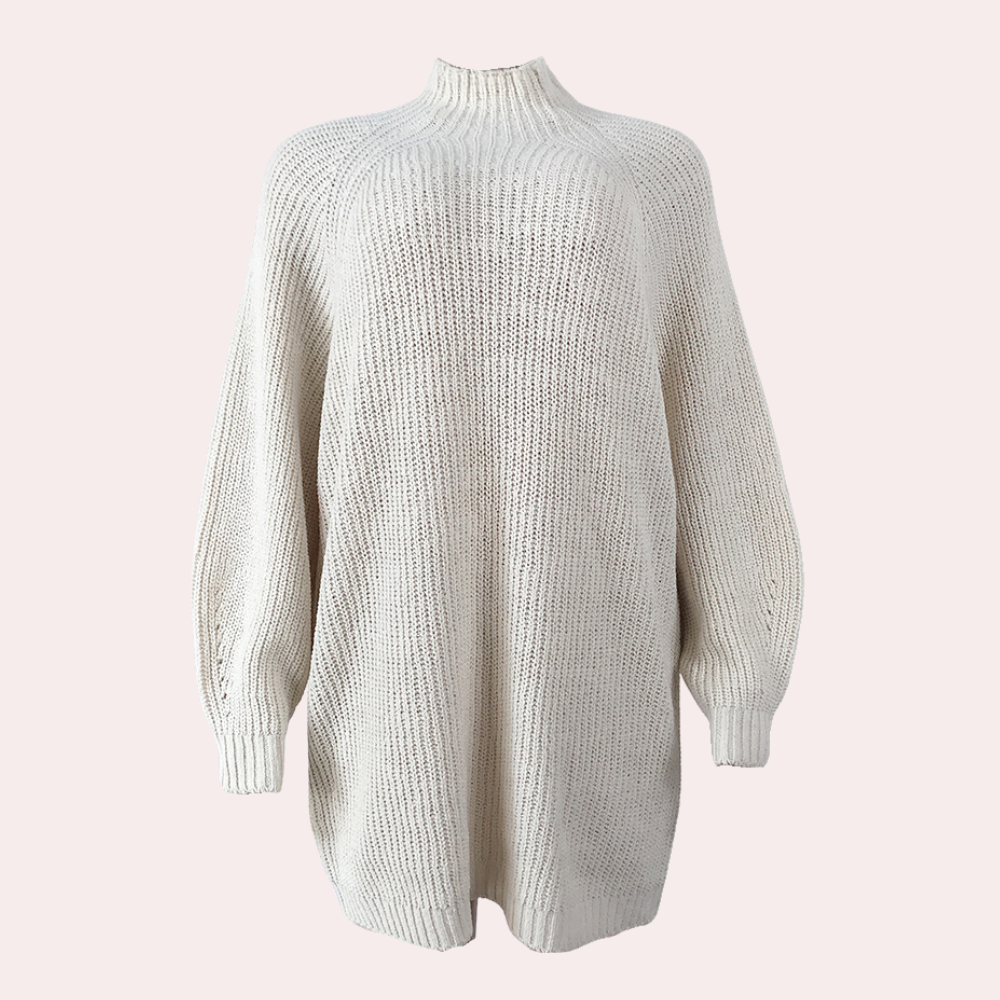 Pull Femme Oversize En Grosse Maille À Col Montant
