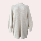 Pull Femme Oversize En Grosse Maille À Col Montant