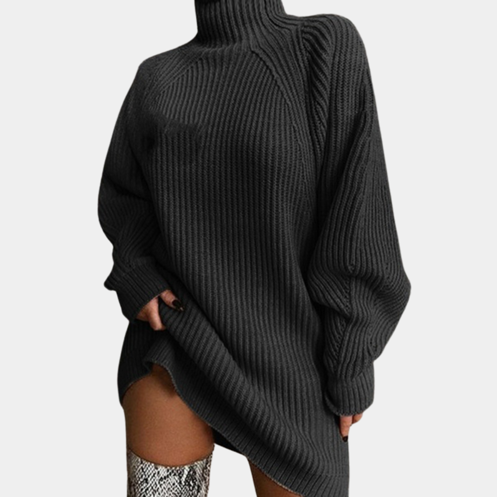 Pull Femme Oversize En Grosse Maille À Col Montant