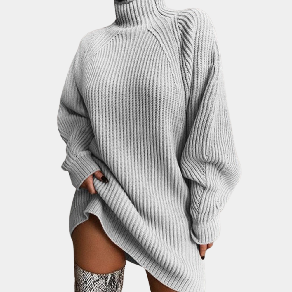 Pull Femme Oversize En Grosse Maille À Col Montant
