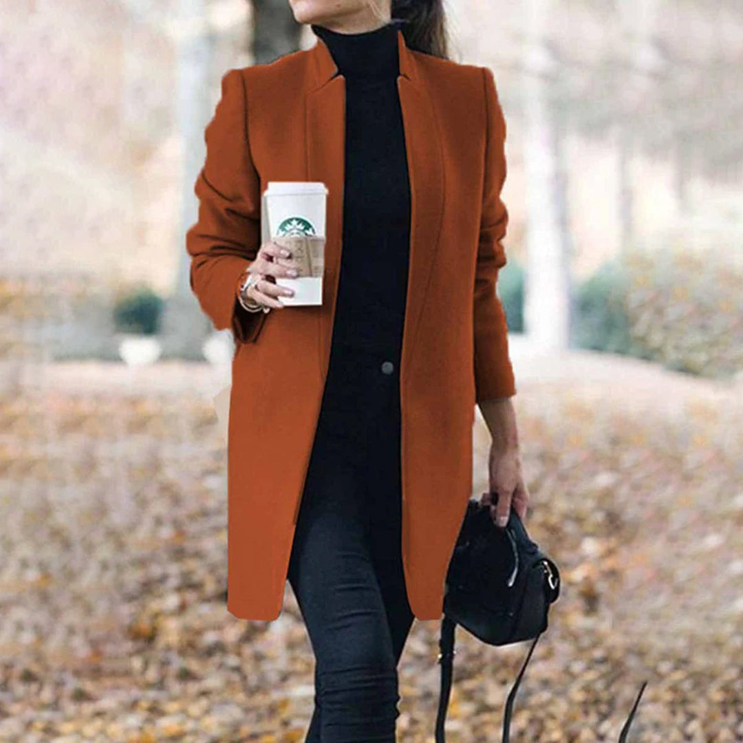 Manteau Long Femme Cintré Et Boutonné Mi-Saison