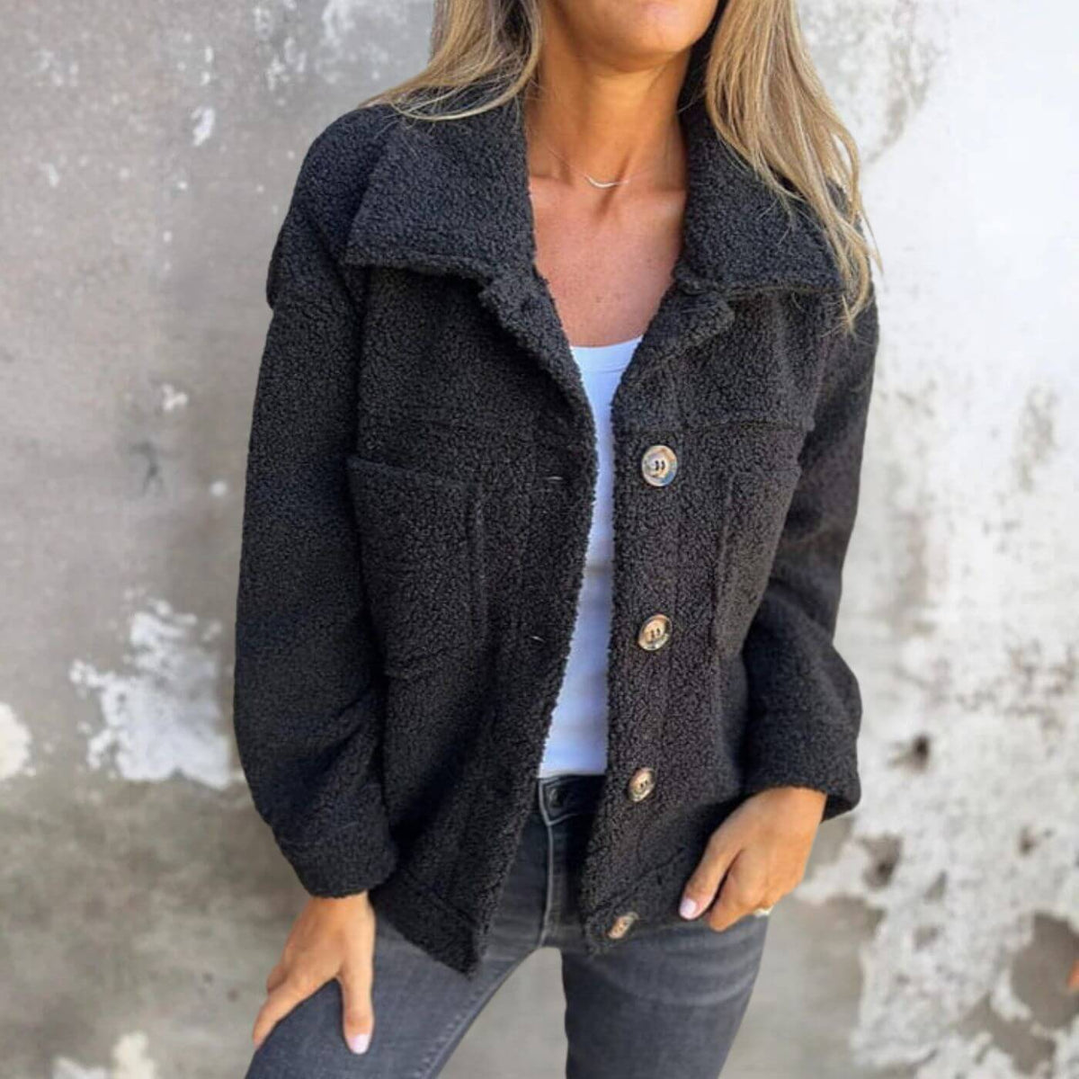 Veste Femme Doublée Chaude À Poches Et Coupe Fluide