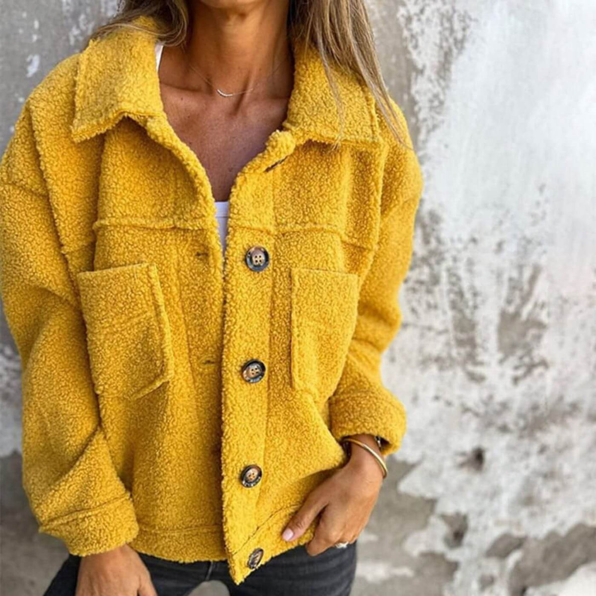 Veste Femme Doublée Chaude À Poches Et Coupe Fluide