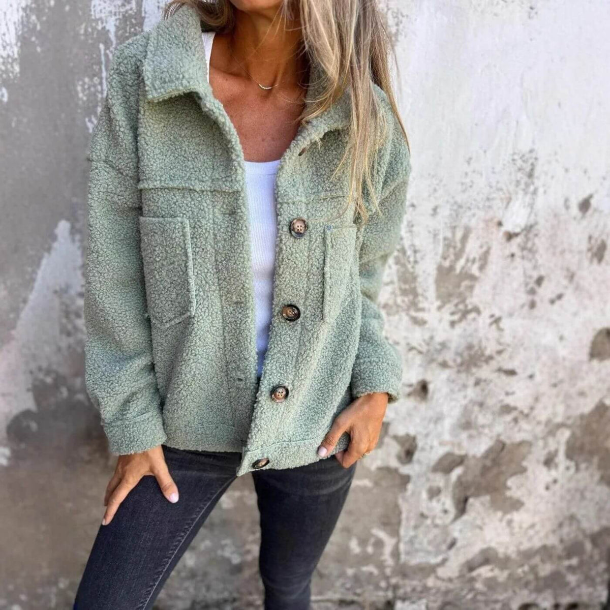 Veste Femme Doublée Chaude À Poches Et Coupe Fluide