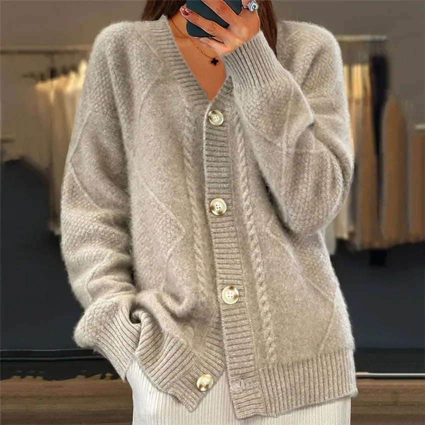 Cardigan Femme En Cachemire À Boutons Et Manches Longues