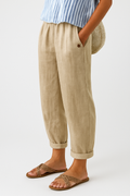 Pantalon en lin mélangé à coupe fuselée pour femme