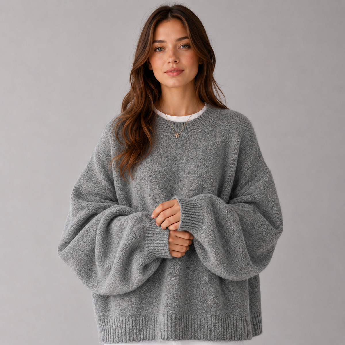 Pull en maille à épaules tombantes et fentes latérales pour femme
