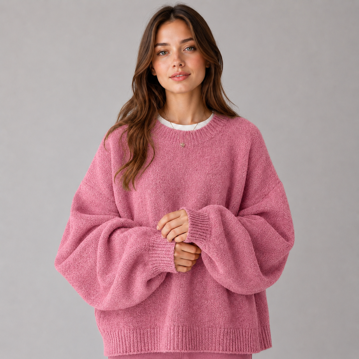 Pull en maille à épaules tombantes et fentes latérales pour femme