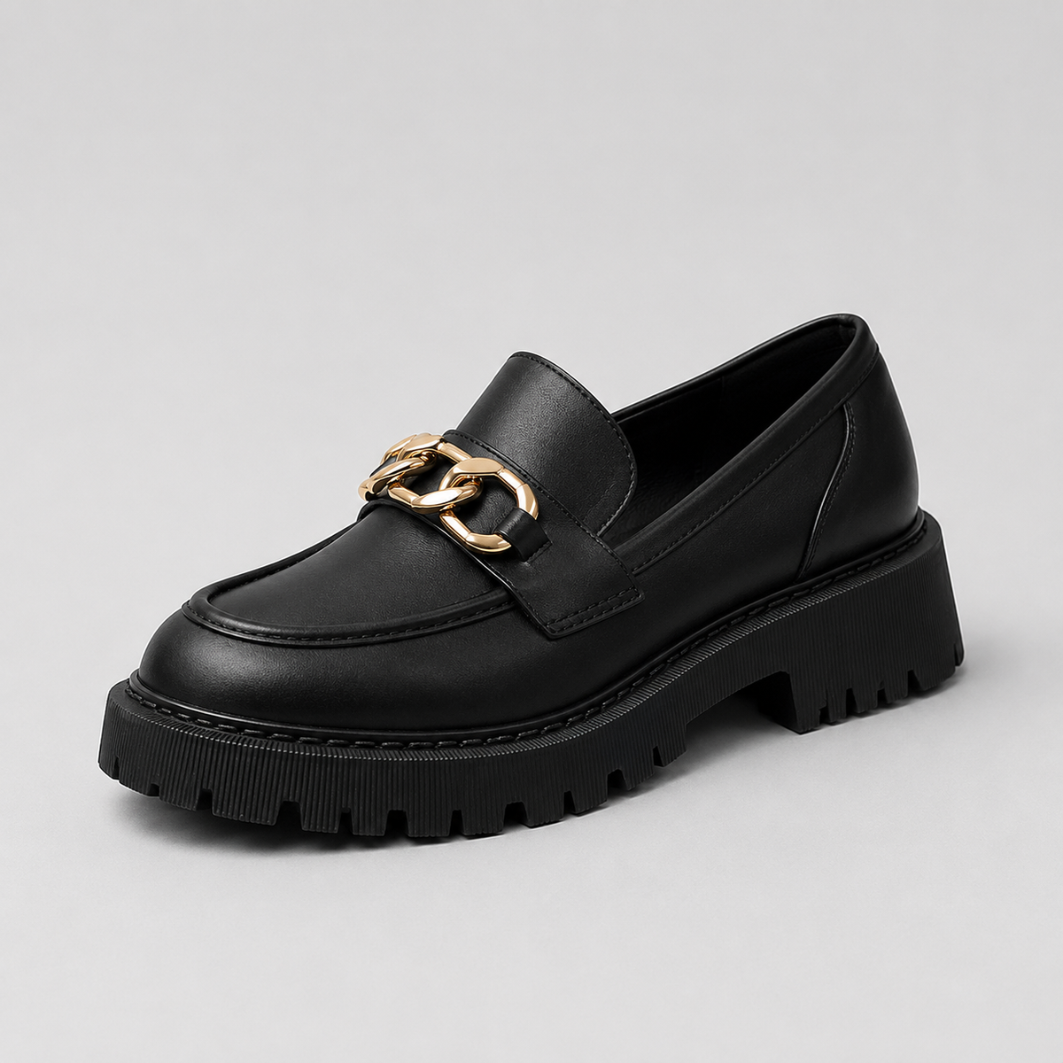 Mocassins à plateforme et talon bloc en similicuir pour femme