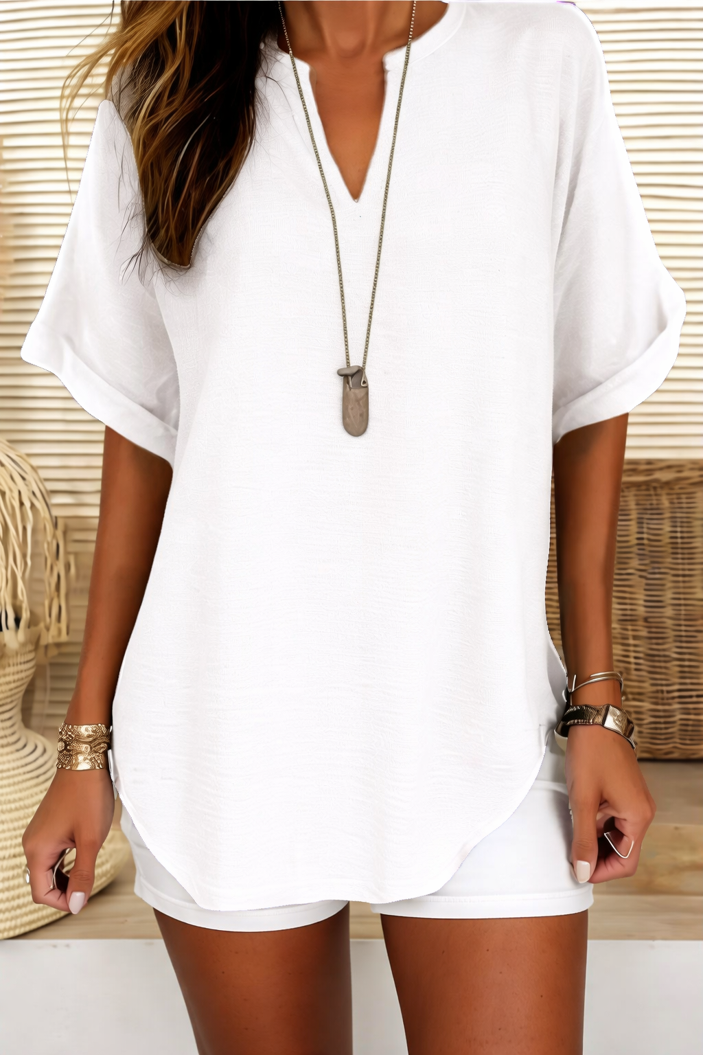 Blouse Femme Légère À Décolleté En V Et Coupe Ample